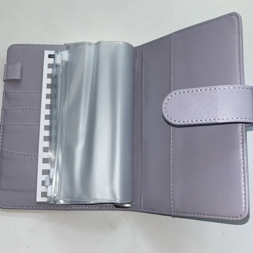 Lilac vegan leather 6 ring binder budget organizer wallet new